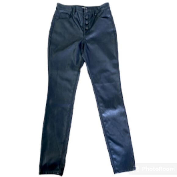 Black vegan leather pants. Button fly accent, size 28 see photos for details - Picture 1 of 15